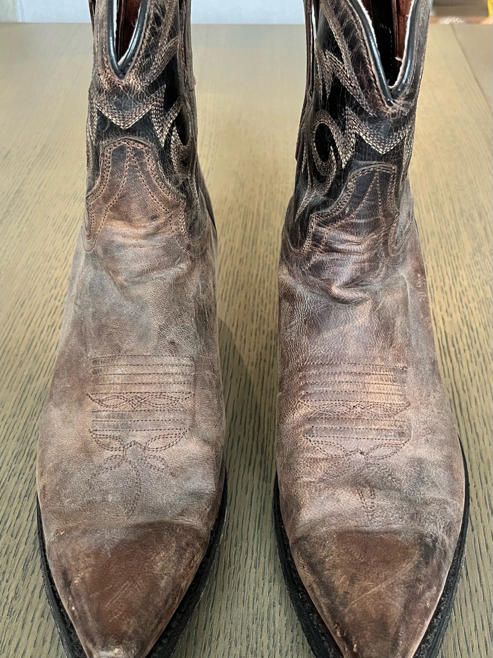 Dan Post Brown Distressed Pointed Toe Western Boots